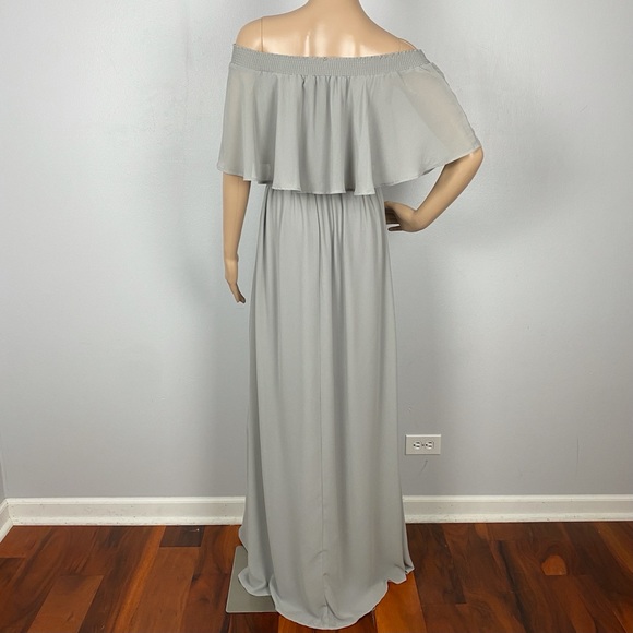 SHOW ME YOUR MUMU GRAY OFF-THE-SHOULDER RUFFLE MAXI DRESS - Picture 8 of 10